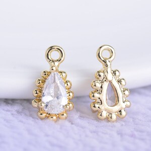 10 pcs Gold Pendant, Zircon Charm, Necklace Charms, Micro Pave Pendant, Gold Charm, Necklace Pendants, Gold Plated Findings