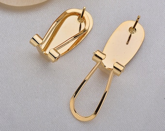 Gold Plated Clip-on Earring Findings, Adjustable Ear Wire (10 pcs)