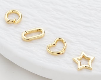 2 pcs 14K Gold Plated Lobster Clasps, Star Claw Clasp, Love Heart Shape Bracelet Clasp, Clasps for necklace