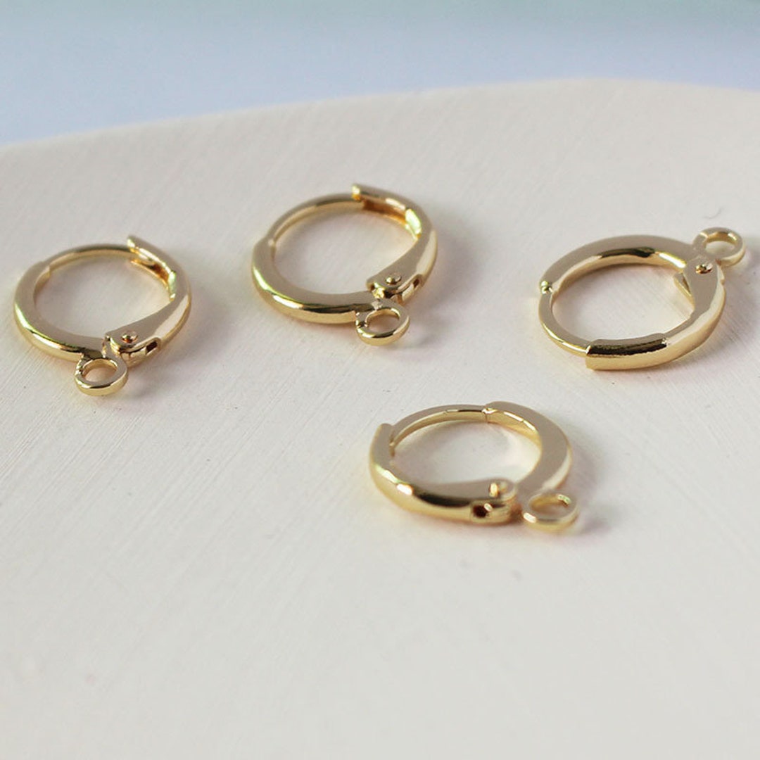 10 Pcs 14k Gold Plated Brass Earring Hooks, Ear Wires, Earring, Gold ...