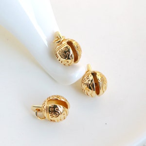 10 pcs 12mm 14K Gold Plated Bell Pendants, Vintage Bell Charms, Jingle Bells, Gold Charm