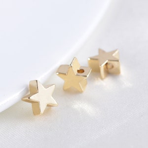 100pcs 24K Gold Plated Star Spacer Beads, 6/8mm Round Connector Beads, Brass Spacers, Spacer Beads, Gold Plated Beads, Gold Plated Findings