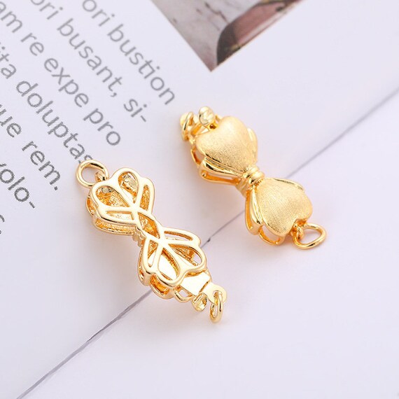 14k Gold Bowknot Pendant: Bracelet/Necklace Connector Charms, 12mm (2 Pcs)