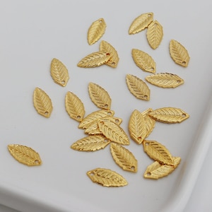 30 pcs 6x14mm 14K Gold Plated Pendants, Leave Pendant, Gold Leave, Charms Pendant, Necklace Charms