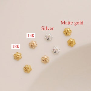 50 pcs 6mm 14K Gold Plated Bead Caps, Flower Bead Cap, Flower End Caps, End Caps, Spacer Beads, Gold Plated Findings