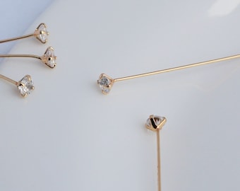 14K Gold Plated Zircon Ball Head Pins (10 pcs)