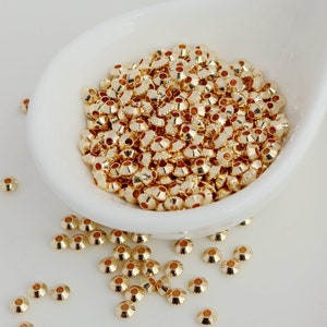 50 pcs 4mm Gold Beads, Gear Beads, 14K Gold Necklace Beads, Mini Beads, Charm Beads, Connector Beads, Spacer Beads