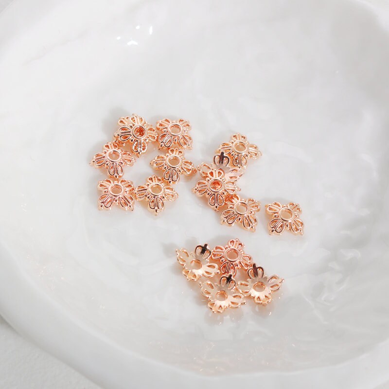 4.5mm 500pc Rose Gold Bead Caps, Flower Bead Caps, Rose Gold Plated Caps  for Jewelry Making 