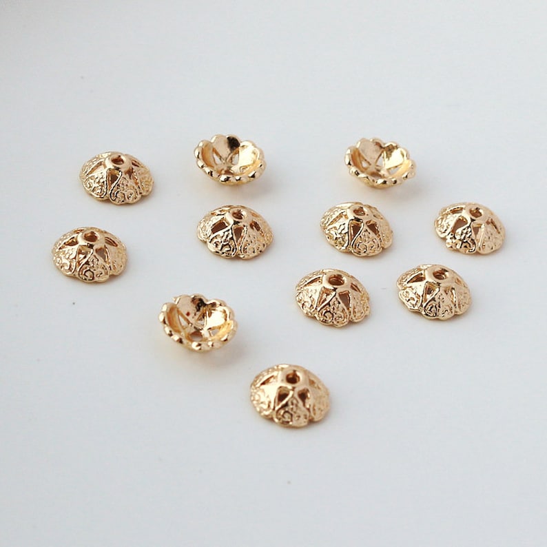 100 Pcs 8mm 14K Gold Plated Bead Caps Gold Bead Caps End - Etsy