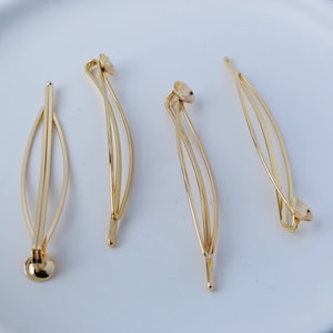 10 pcs 14K Gold Hair Clip, 70 mm Shining Hair Pins, Hair Clips with Holder, Blanks Bobby Pins, Hair Pin, Hair Accessory