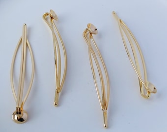 10 pcs 14K Gold Hair Clip, 70 mm Shining Hair Pins, Hair Clips with Holder, Blanks Bobby Pins, Hair Pin, Hair Accessory