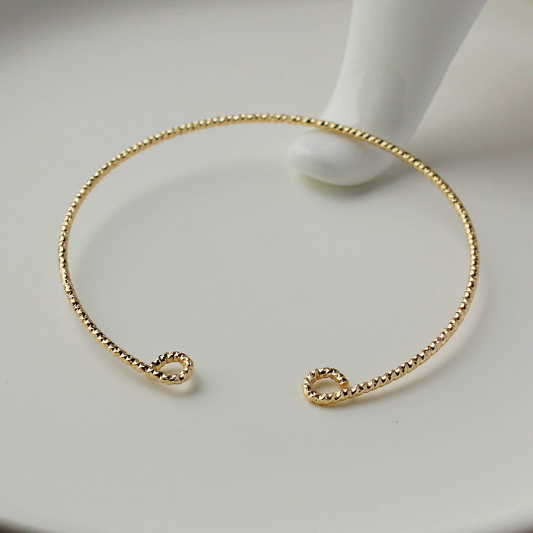 2 Pcs 14K Gold Plated Open Circle Bangle Blank, DIY Twisted Bracelet - Etsy