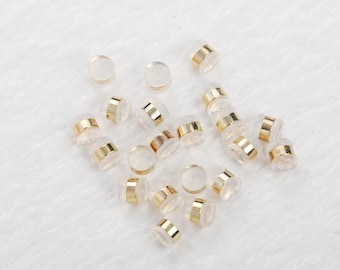 20 Gold Silicone Earring Backs: 5mm Stoppers