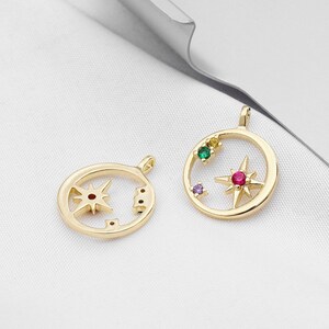 5 pcs 15mm 14k Gold North Star Charms, Zircon Charms, Micro Pave Charms, Star Pendant, Star Charms, Necklace Pendants, Gold Plated Pendant