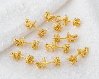 10 pendenti a torre placcati in oro opaco 18K 6x14mm, ciondolo in oro con cappuccio in nappa, ciondoli connettore, ciondoli in oro, ciondoli per collana, ciondolo in oro