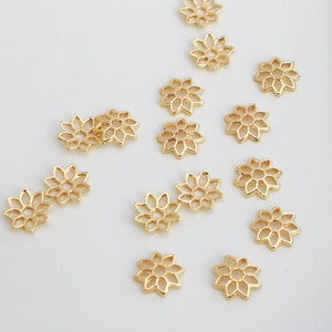 50 pcs 14K Gold Plated Bead Caps,  8mm Flower Bead Cap, Gold Flower End Caps, Spacer Beads Caps