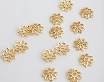 50 pcs 14K Gold Plated Bead Caps,  8mm Flower Bead Cap, Gold Flower End Caps, Spacer Beads Caps