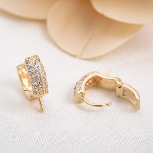 10pcs 18K Real Gold Plated Brass Earring Stud, Charm Earring, Micro Pave Earring, Earring Finding