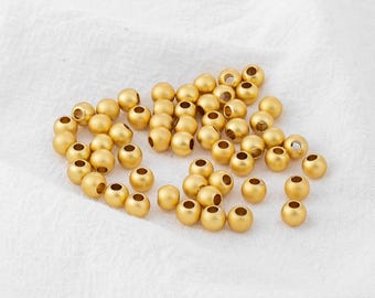 100 Matte 18K Gold Plated Round Spacer Beads (2-6mm)