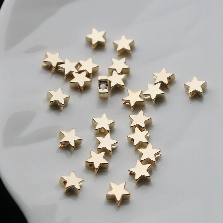 10pcs 14k Gold Plated Brass Star Beads - Etsy