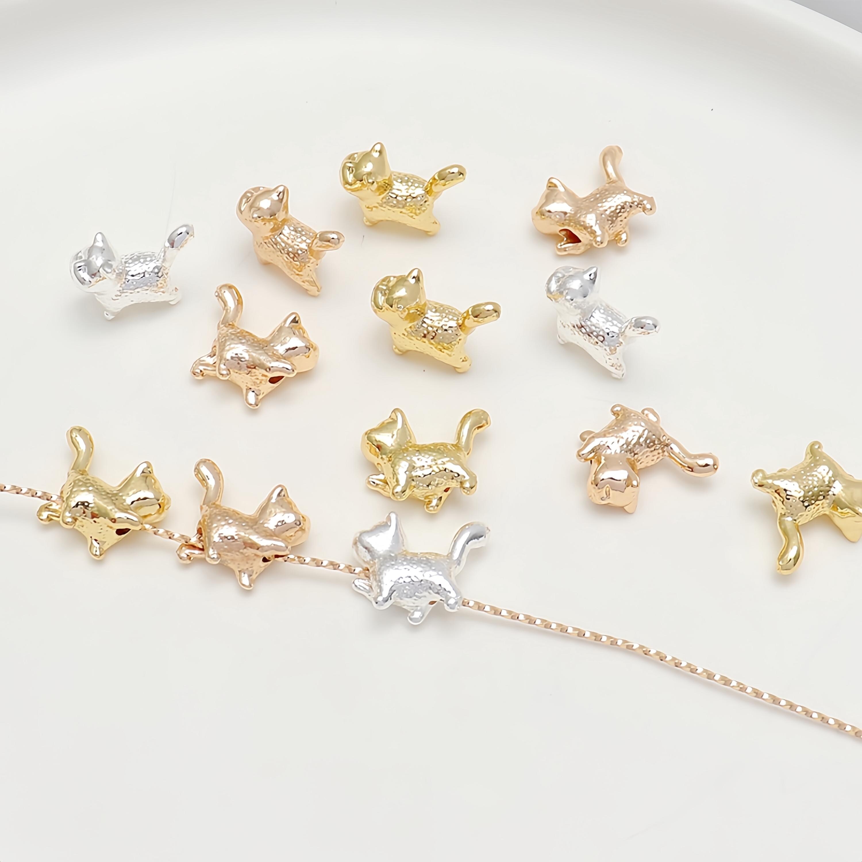 Gold Plated Cat Charm Beads: 15mm, 10pcs - Etsy