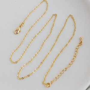 14K Gold Plated Necklace with Extender Chain, 1.5mm Width Gold Necklace, Chain Necklace, Gold Chain,  Necklace Chain