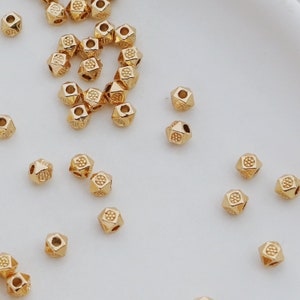 14K Gold Plated Faceted Beads, 4mm Spacer Beads (50 pcs)