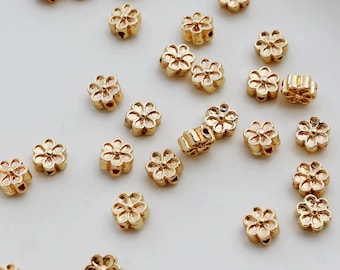 50 pcs 6mm 14K Gold Plated Beads, Gold Flower Beads, Charm Beads, Gold Bead, Gold Basic Findings