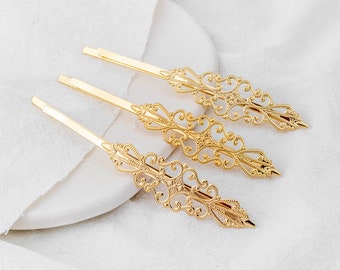10 pcs 14K Gold Hair Clip, 86 mm Shining Hair Pins, Hair Clips, Blanks Bobby Pins, Hair Pin, Hair Accessory