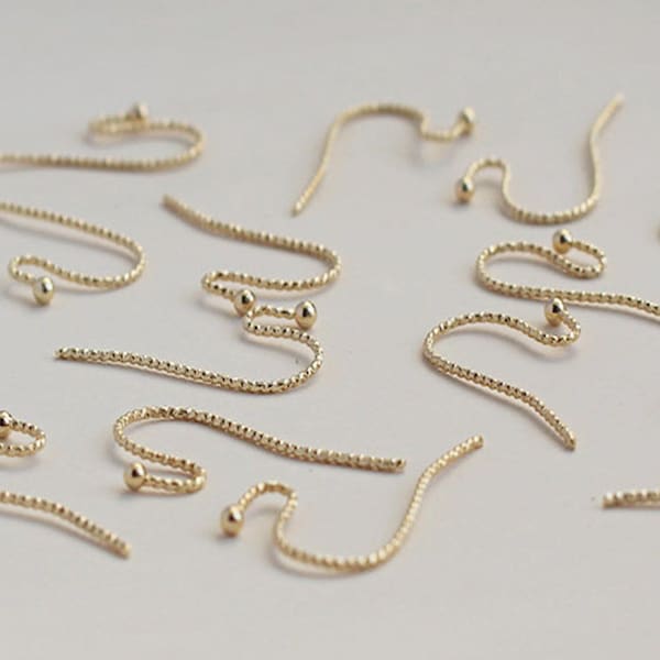 20 pcs 14K Gold Earring Hooks, Ear Wires, Twisted Earring, Simple Earwire, Gold Plated Earring Findings