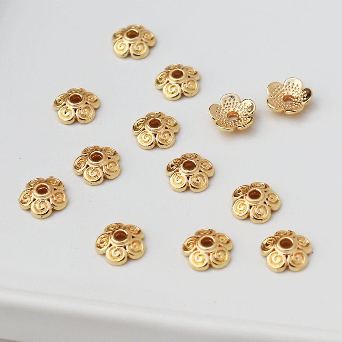50 Pcs 8mm 14K Gold Plated Bead Caps Gold Bead Cap Gold End - Etsy India