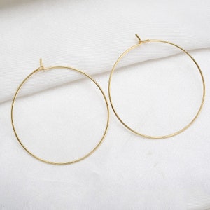 20 pcs 35mm Round Gold Earring, Earring Wires, Gold Earring Hoops, Ear Wire, Real Gold Plated Earring Finding