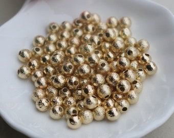 14K Gold Plated Brass Beads: Round Spacer Beads, 3-6mm (100 pcs)