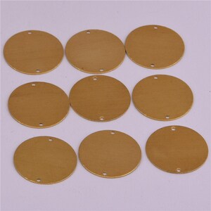 50 pcs 22mm Raw Brass Round Charms, Two Hole Round Disc, Stamping Blanks, Personalized Disc, Gold Coins, Stamping Tag