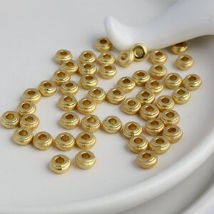 50 pcs 7mm 18K Gold Plated Beads, Round Beads, Charm Beads, Spacer Beads, Connector Beads, Gold Beads.
