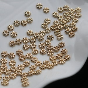 100pcs 14K Gold Plated Snow Flake Shape Spacer Beads