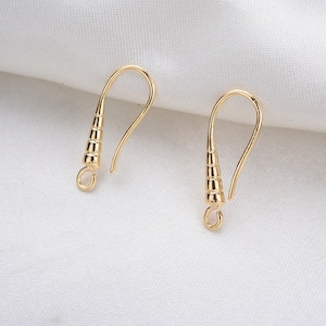 20 pcs Gold Earring Hook with Loop, Fish Hooks, French Hook, Gold Earrings, Earring Wires, 18K Gold Plated Finding