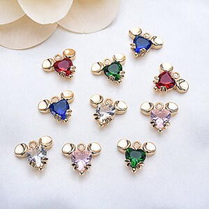 Gold Plated Mouse Head Pendants: Zircon Charms, Earring/Necklace Connectors