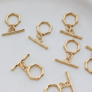5 Sets 14K Gold Plated Toggle Clasp, 13mm Toggle Clasp, Ring T Bar, T Bar Fasteners, Close Toggle Clasp, Gold Bracelet Closures