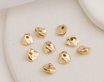 10 pcs 6mm 14K Gold Plated Beads, Irregular Beads, Charm Beads, Connector Beads, Gold Bead