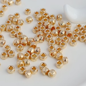 50 pcs 5.5mm Gold Beads, Vintage Beads, 14K Gold Necklace Beads, Mini Beads, Charm Beads, Connector Beads, Spacer Beads