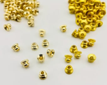 50 pcs 4mm 14K Gold Plated Bead Caps, Gold Bead Cap, Gold End Caps, Spacer Beads Caps