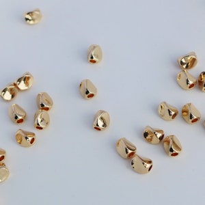 50 pcs 14K Gold Plated Beads, Twist Beads, Shining Beads, Spacer Beads, Connector Beads, 14K Gold Plated Beads.