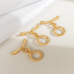 10pcs 14.1x9.7mm Shinning Gold Plated Toggle Clasp, Round Ring T Bar, T Bar Fasteners, Close Toggle Clasp, Bracelet Closures