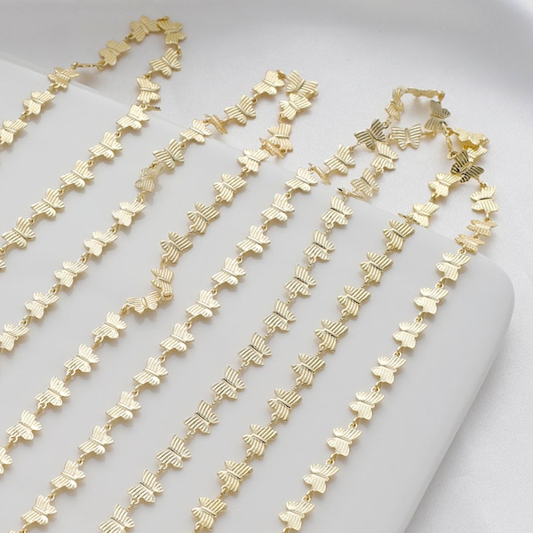 1 Meter 14K Gold Plated Chain, 6mm Butterfly Chain, Cable Chain, Necklace Chain, Gold Chain