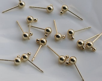 50 st 14k guldpläterade örhängen med kula och ögla (3/4/5 mm)