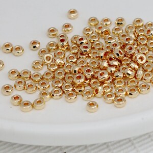 50 pcs 3/4mm Gold Beads, Faceted Beads, 14K Gold Necklace Beads, Mini Beads, Charm Beads, Connector Beads, Bracelet Beads, Spacer Beads