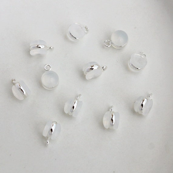 Silver Earring Stoppers With Loop: Silicone Earring Backs (20pcs