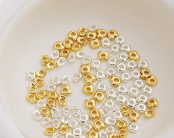 50 pcs 18K Gold & Silver Irregular Beads: DIY Bracelet Connectors