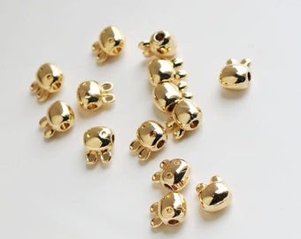 14K Gold Plated Rabbit Beads: Necklace Jewelry (30 pcs)
